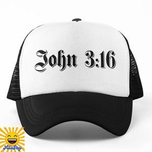 JOHN 3:16 Foam Trucker Hat Snapback Cap Black/White